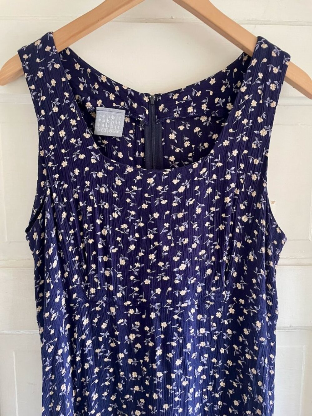 Vintage 90s Rabbit Rabbit Rabbit Blue Floral Maxi Dress 14 (M) - Picture 4 of 10